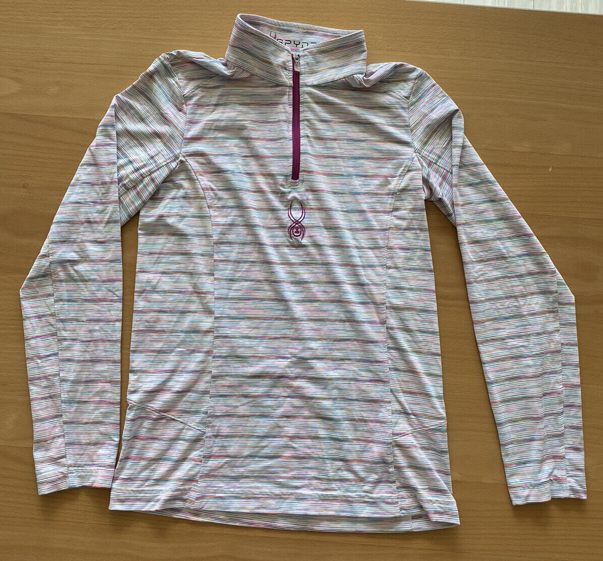 (2015) Spyder White/Multicolor Striped Jacket Work Out Active Pullover - Size L
