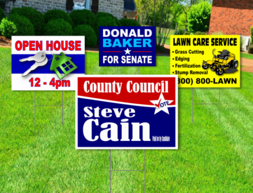 18 x 24 Yard Signs - Custom Design - Full Color - 2 Sided - Stakes Optional