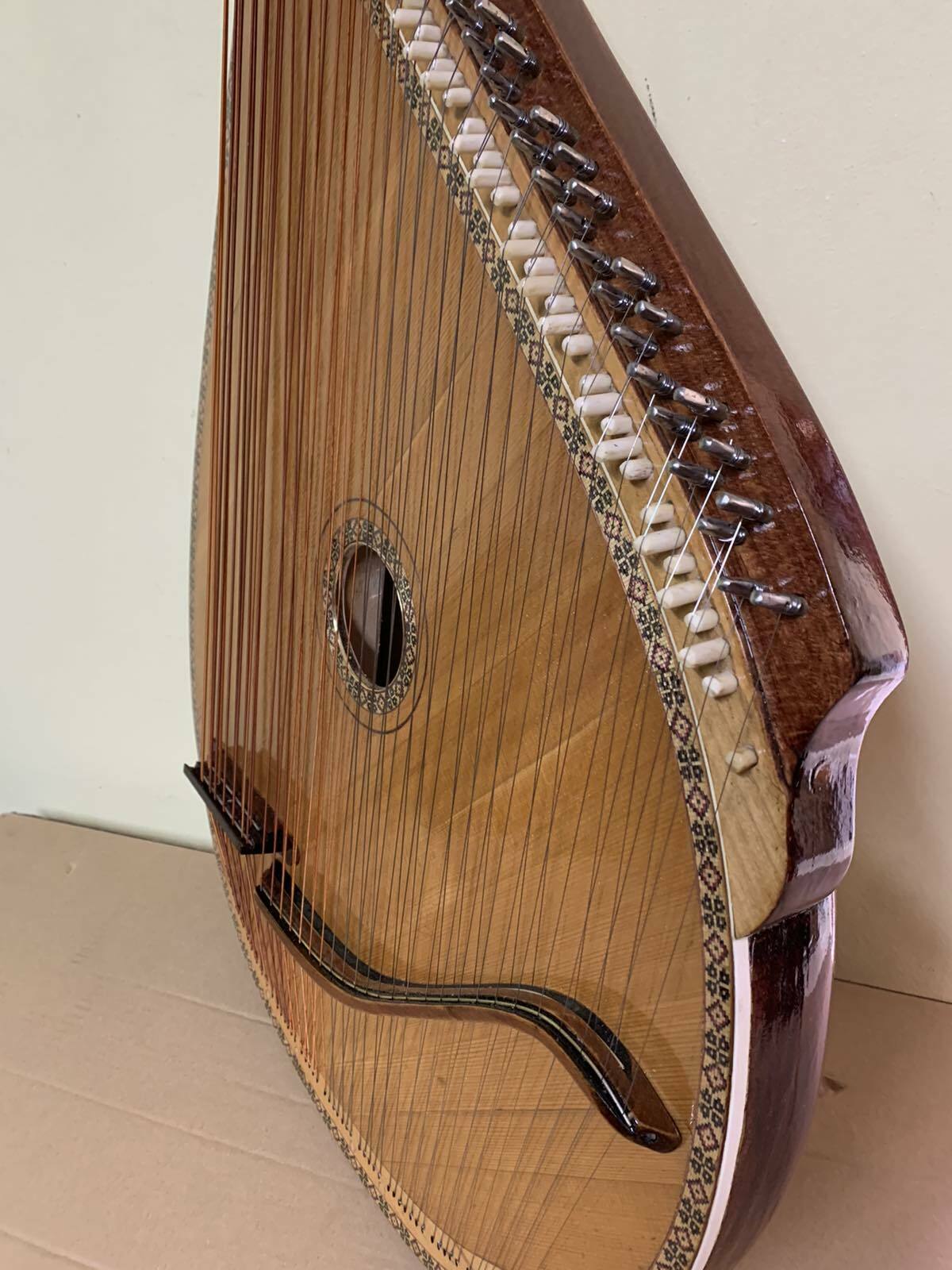 Vintage Traditional Ukrainian Bandura 1970 Year 55 Strings After Renovation