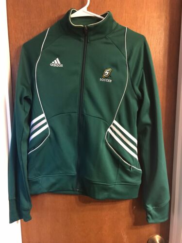 Adidas Climalite Youth Athletic Zip Up Fleece Jacket Green Soccer Activewear