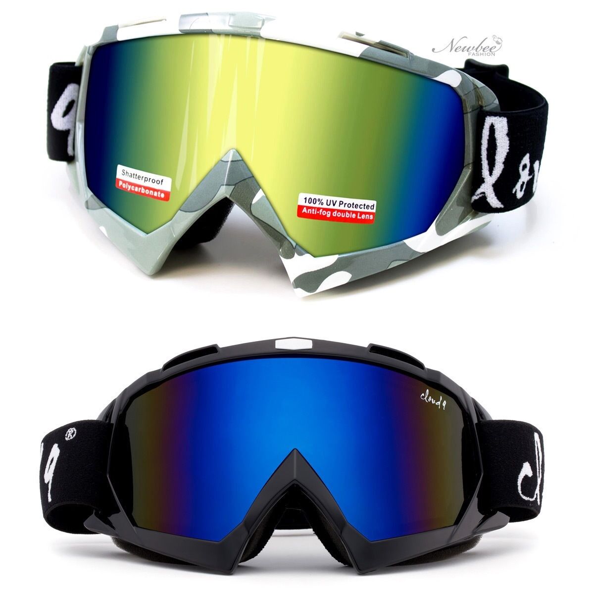 Mens Snow Ski Goggles "gorilla" Anti-fog Dual Lens Uv400 Snowboarding W Pouch