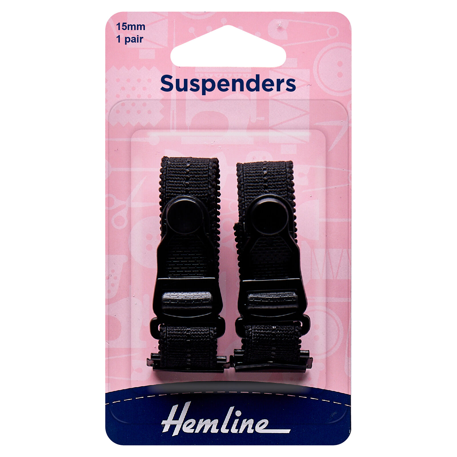 Hemline Black Suspenders 15 x 170mm