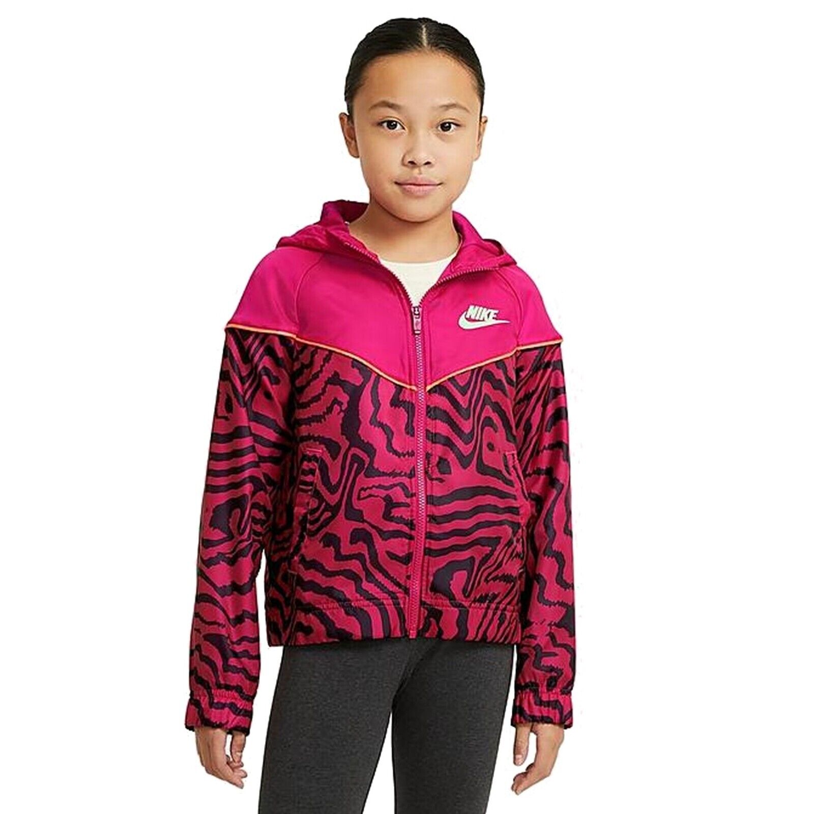 Nike Sportswear Windrunner Big Girls  Printed Jacket, Fireberry Pink, Xl, Nwt
