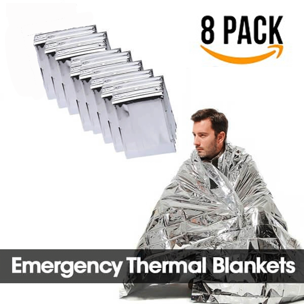 8 Pack Emergency Blanket Thermal Survival Safety Insulating Mylar Heat 84" X52"