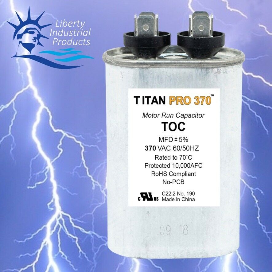 Titanpro Toc2 Hvac Oval Motor Run Capacitor. 2 Mfd/uf 370 Volts