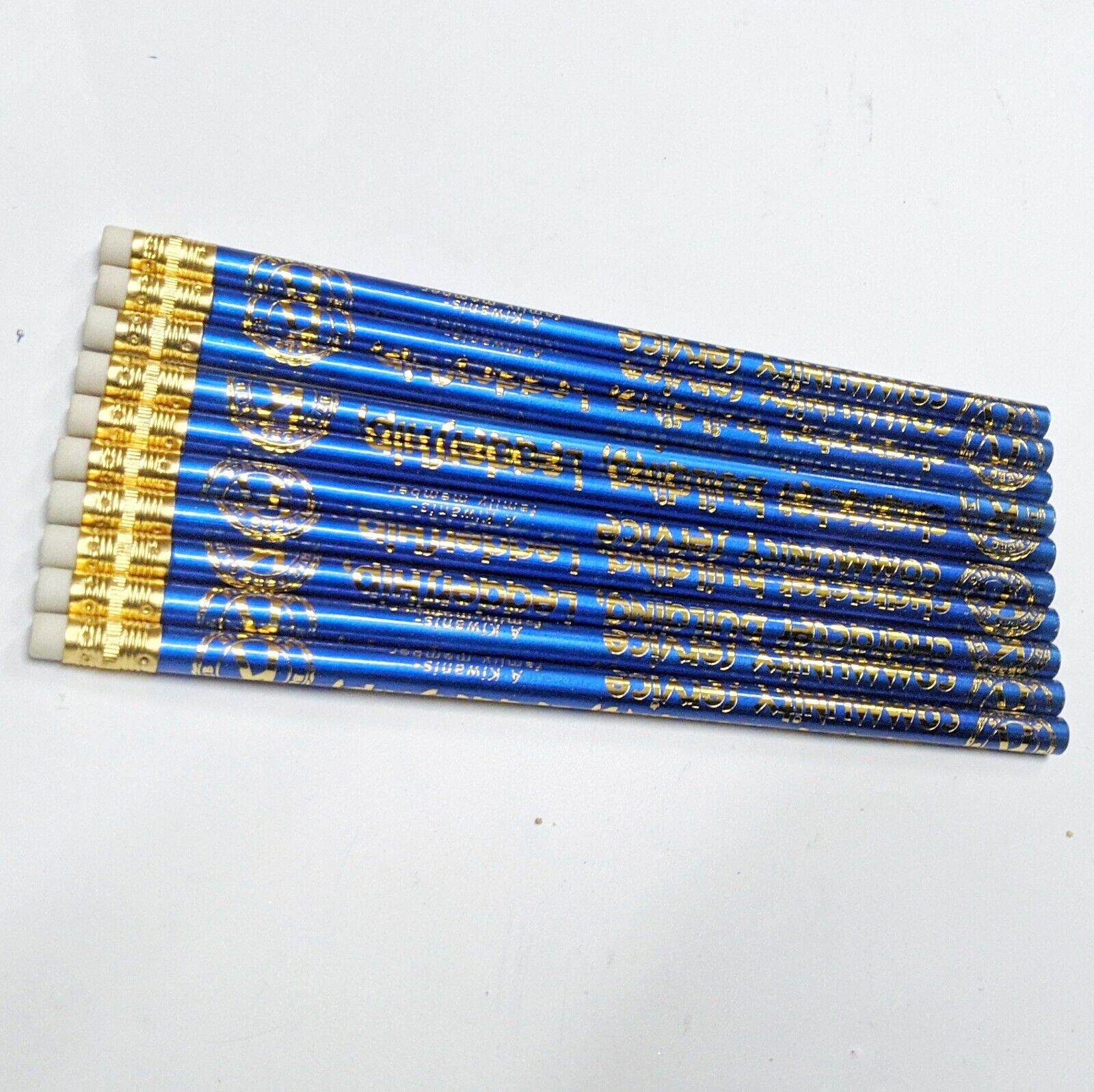 Lot Of Ten 10 Kiwanis Club Builders Club #2 Pencil Metallic Blue And Gold Foil