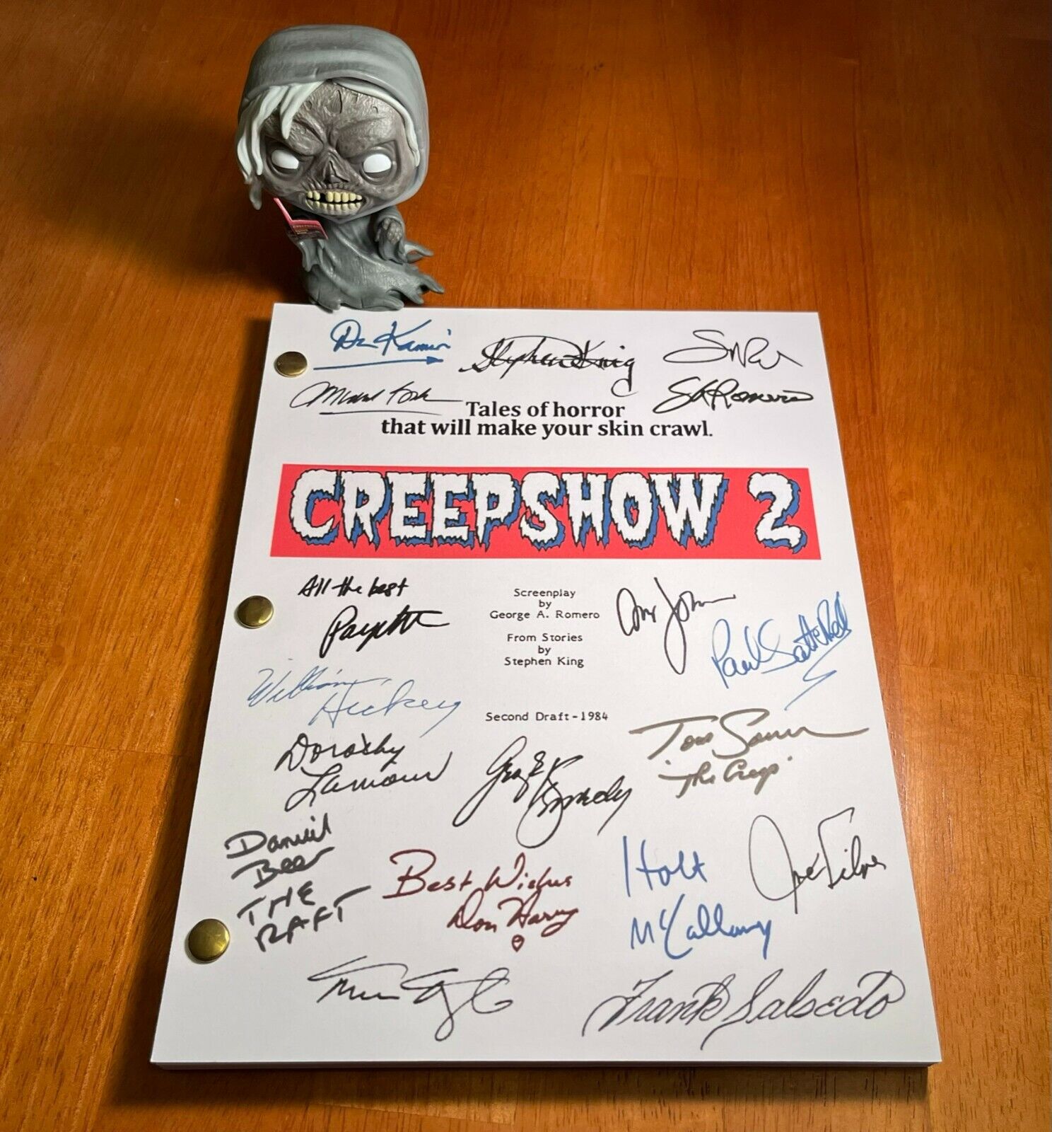 Creepshow 2 Script- 2nd Draft- Includes Pinfall- Cast-signed- Autograph Reprints
