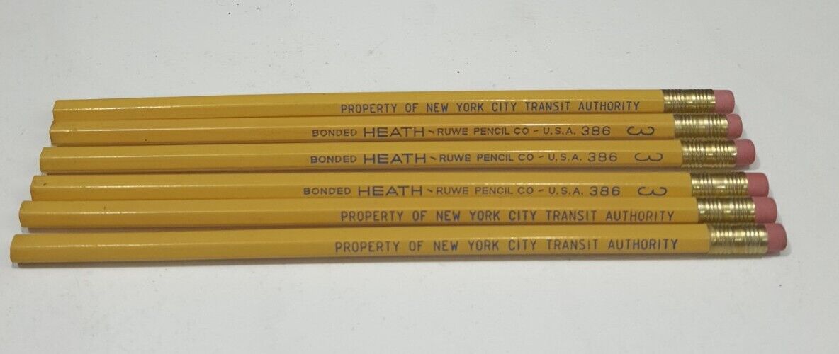 Lot 6 Vintage New York City Transit Authority Subway Bonded Heath Pencils #3