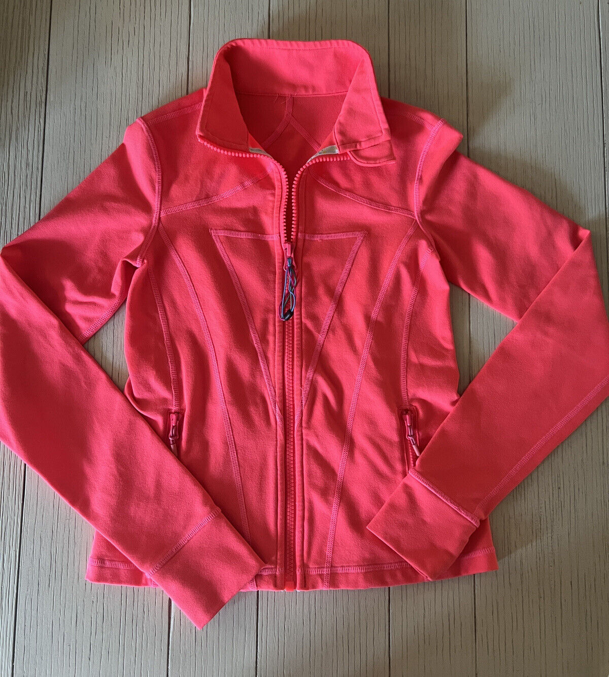Euc Ivivva By Lululemon Girls Size 8 Zip-up Jacket Bright Coral