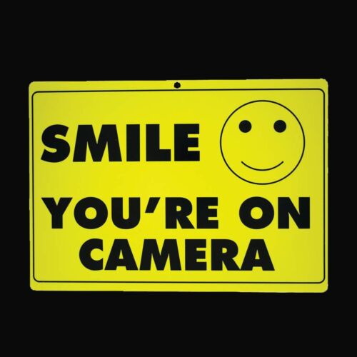 Smile You're On Camera Sign Security Warning Video Surveillance Home Alert Cctv