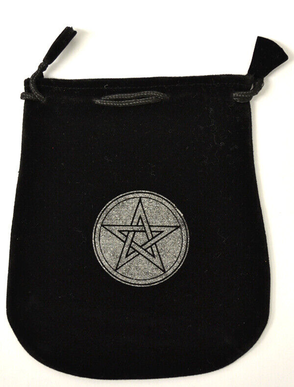 New Pentagram Velveteen Bag For Runes Dice Crystals 5" Black Velvet Pouch