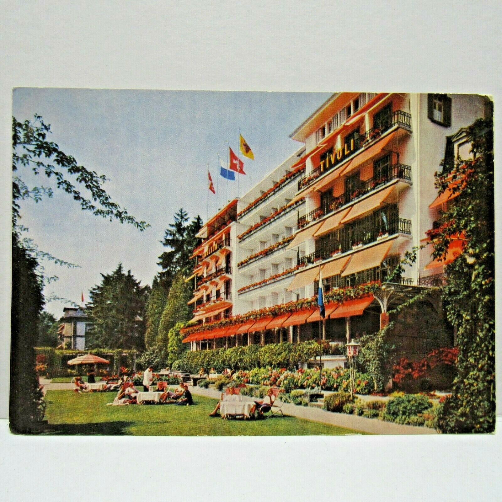 Postcard Vintage Carlton Hotel Tivoli Lucerne Switzerland Building Collectible