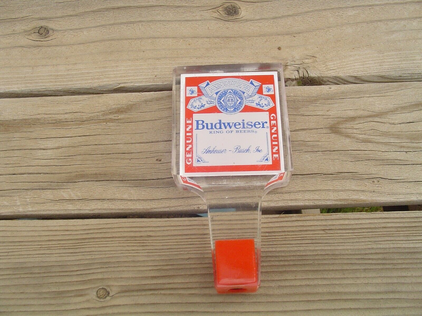 Vintage Red White Blue Square Acrylic Budweiser Tap