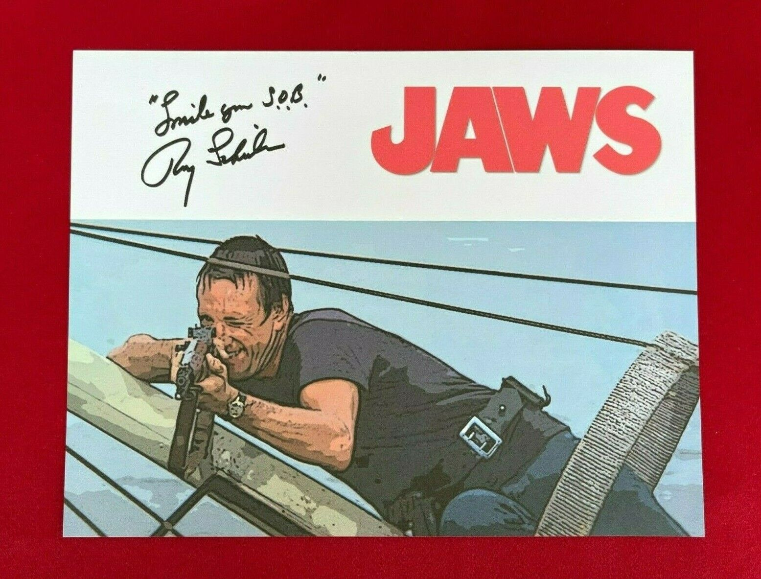 Jaws "smile You Son Of A..." Picture Signed By Roy Scheider- Autograph Reprints