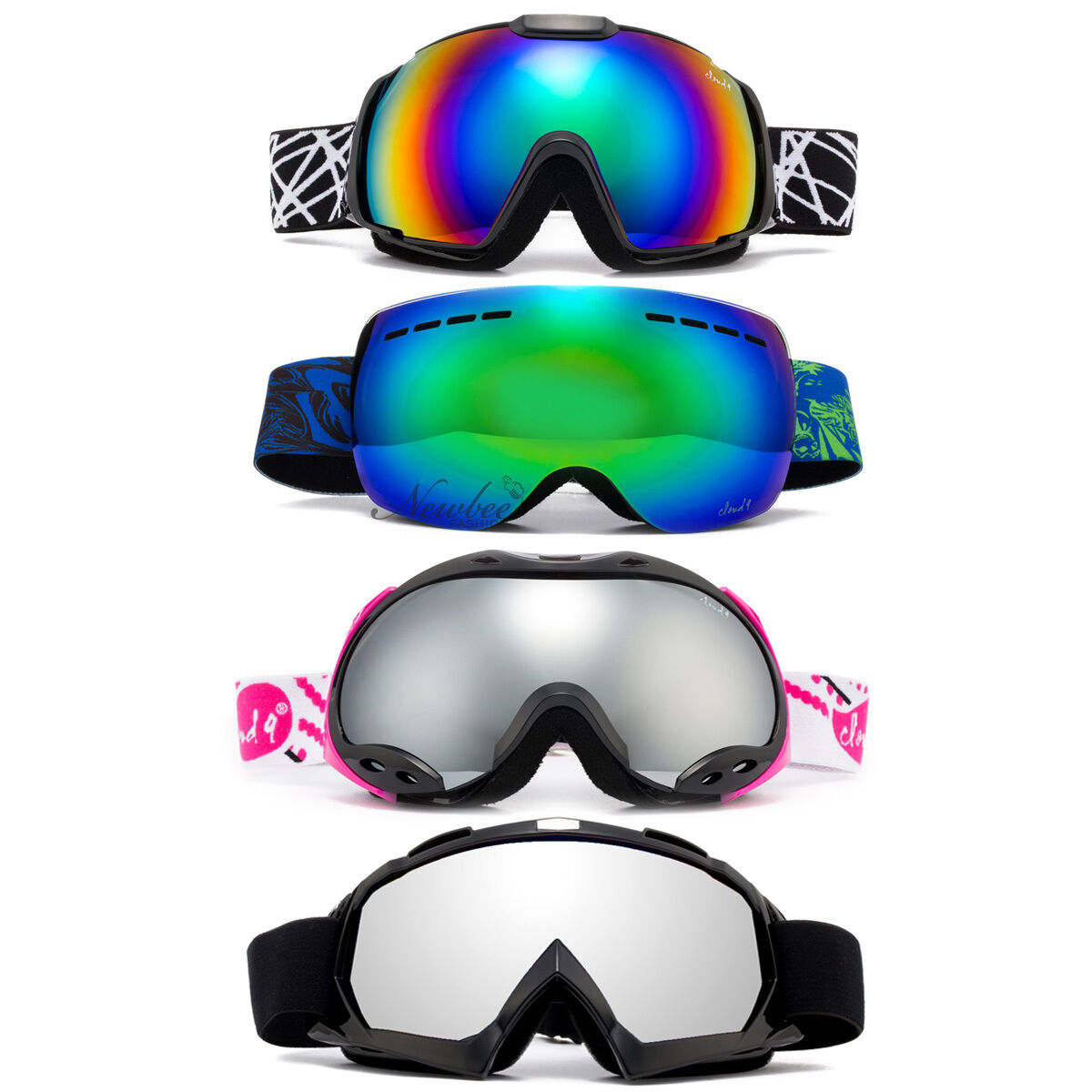 Winter Snow Ski Goggles Unisex Anti Fog Dual Lens UV Protection 3 Layers Foam