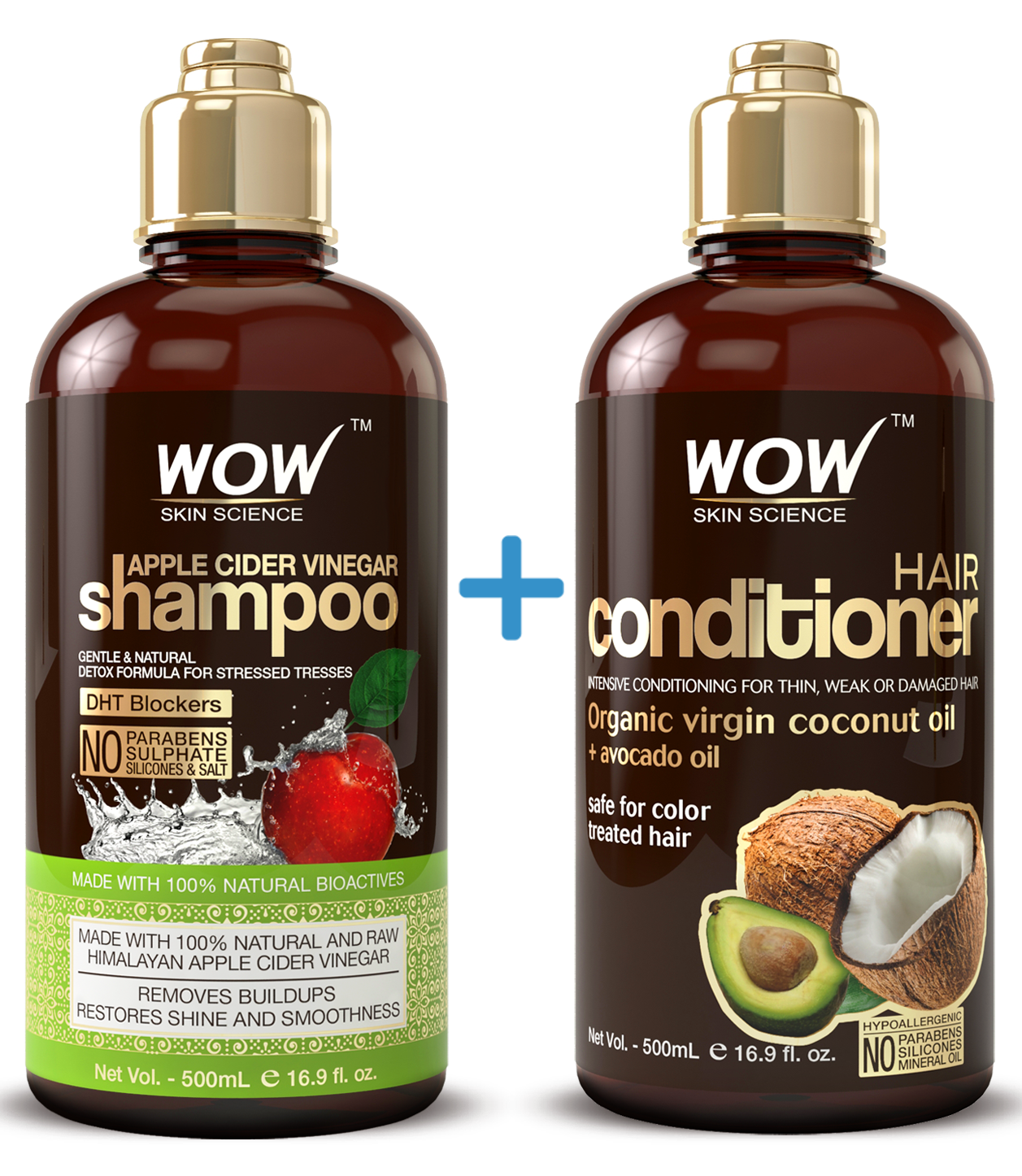 WOW Shampoo and Conditioner Set - All Natural, Sulfate Free For Dandruff - 16.9