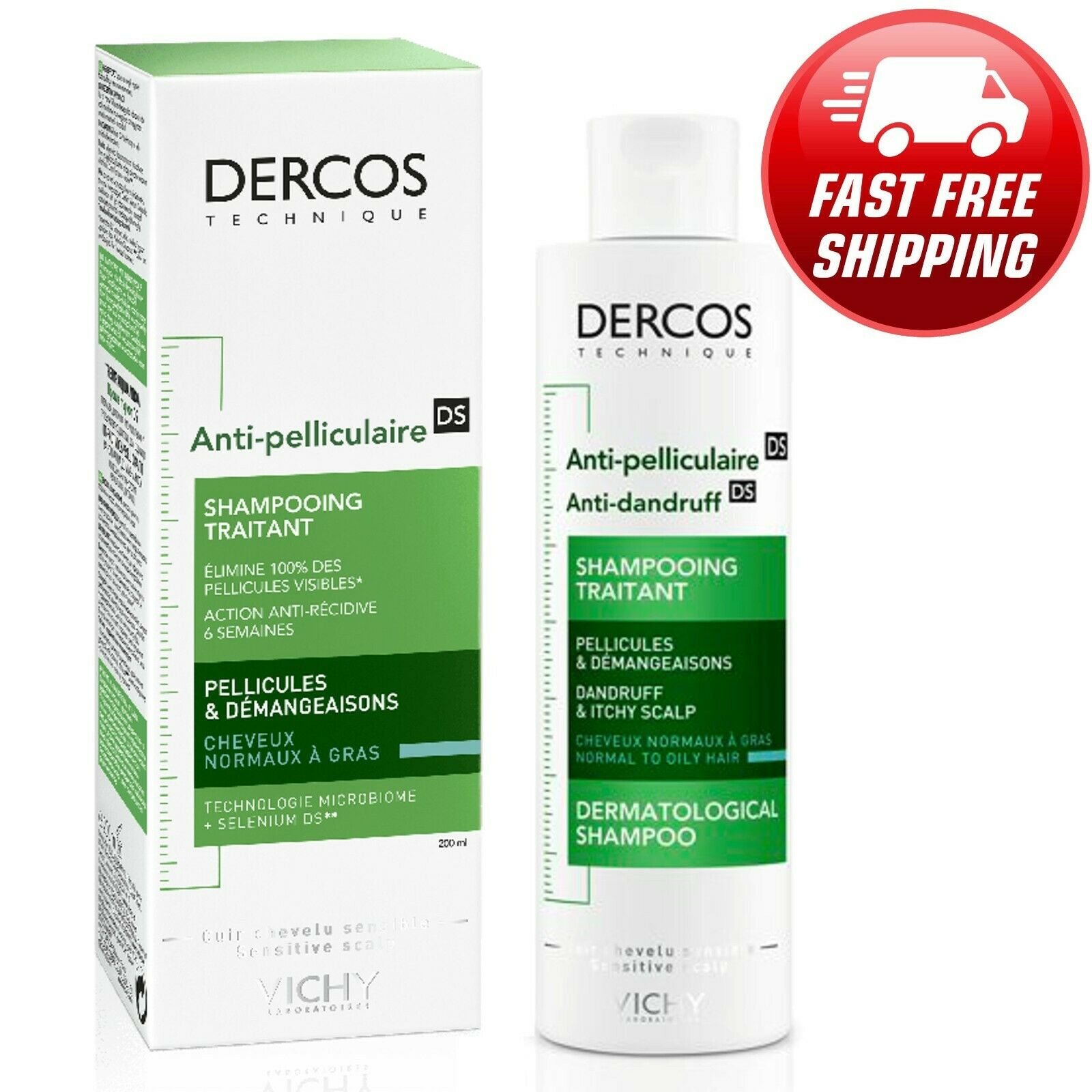 Vichy Dercos Anti-dandruff Shampoo For Normal To Oily Hair 200ml.