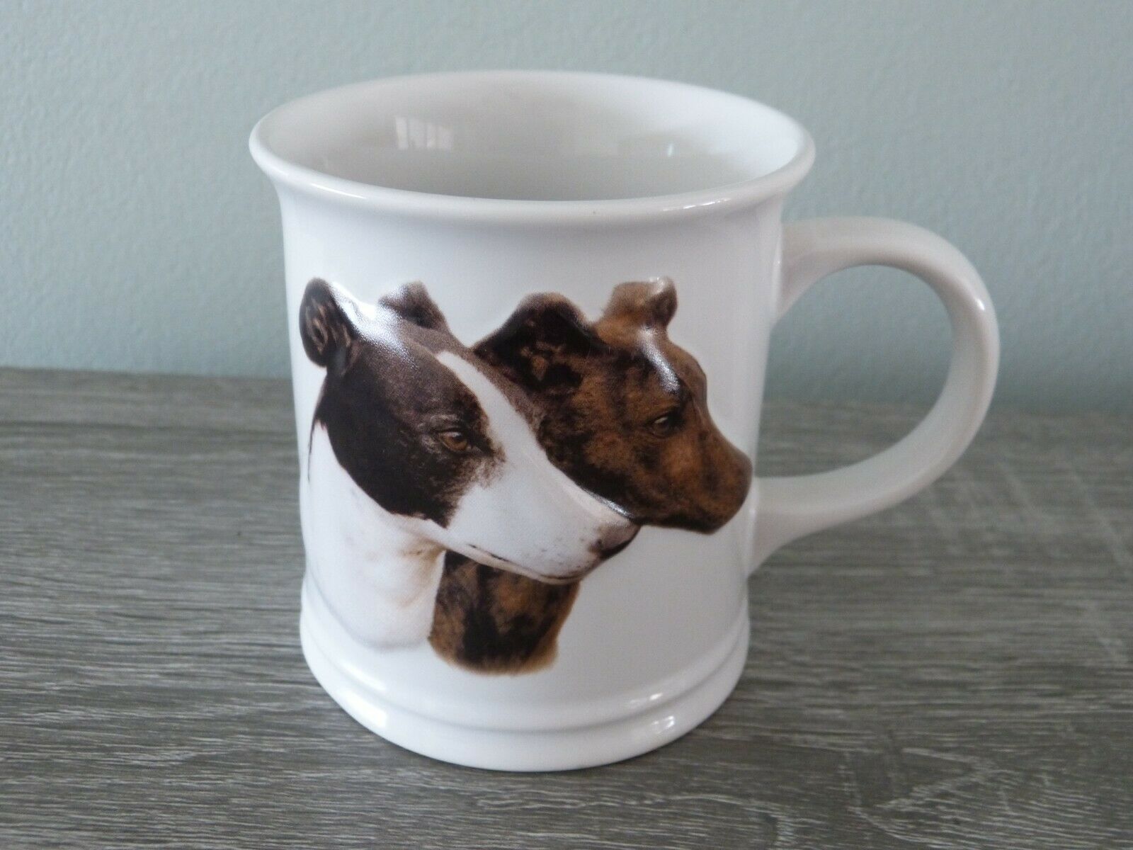 Greyhound Dog Ceramic Unused Mug Cup Raised Greyhound Faces From 2004