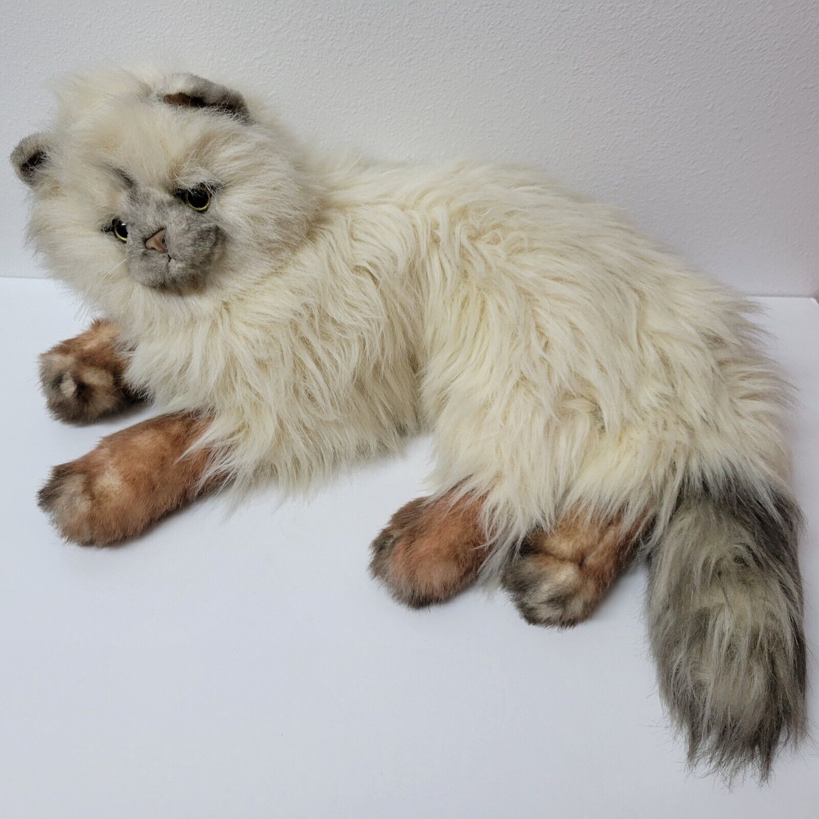 Vtg. Russ Berrie Yomiko Calico Plush Cat Kitten Yellow Eyes Large Realistic