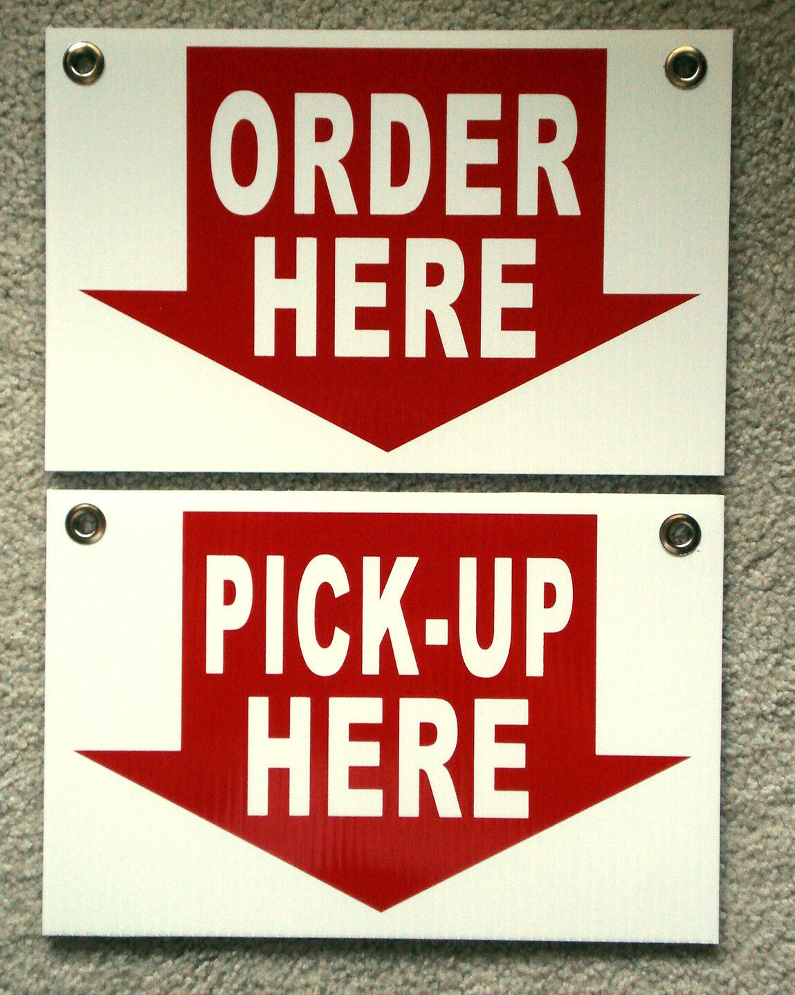 Order Here &  Pick-up Here Plastic Coroplast Signs 8x12 W/grommets Restaurant