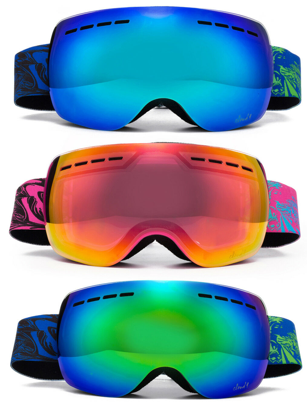 Snow Ski Goggles Winter Sports Adult Snowboarding Dual Lens Frameless Uv 100%