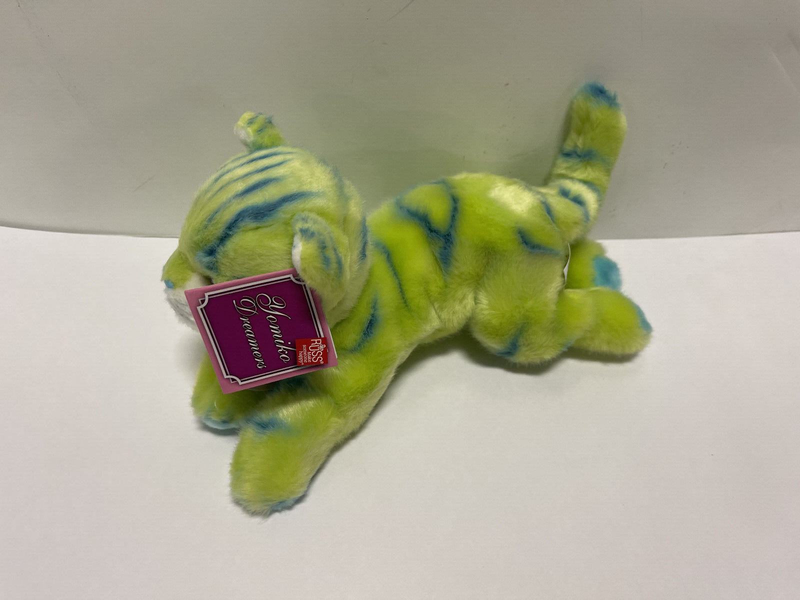 Russ Yomiko Dreamers Green Tabby Cat 12 Inch Neon Green Blue Cat New With Tags