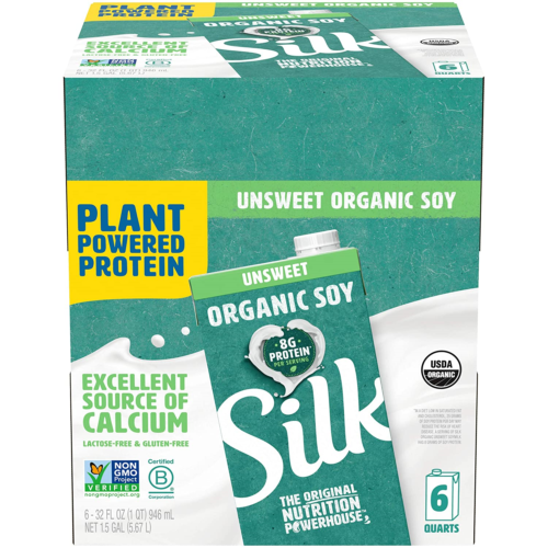 Silk Unsweetened Organic Soymilk, 32-ounce Aseptic Cartons Pack Of 6