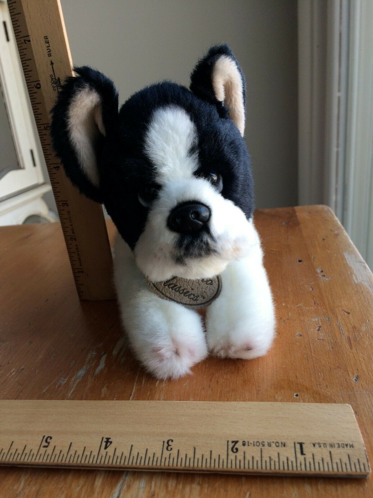 Yomiko Classics Boston Terrier Dog Plush Toy Stuffed Animal Black & White 11"