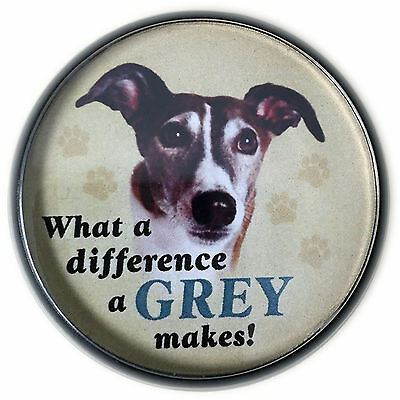 Greyhound Round Magnet -magnetic Tagnet -attaches To Shirt Or Bag Without A Hole