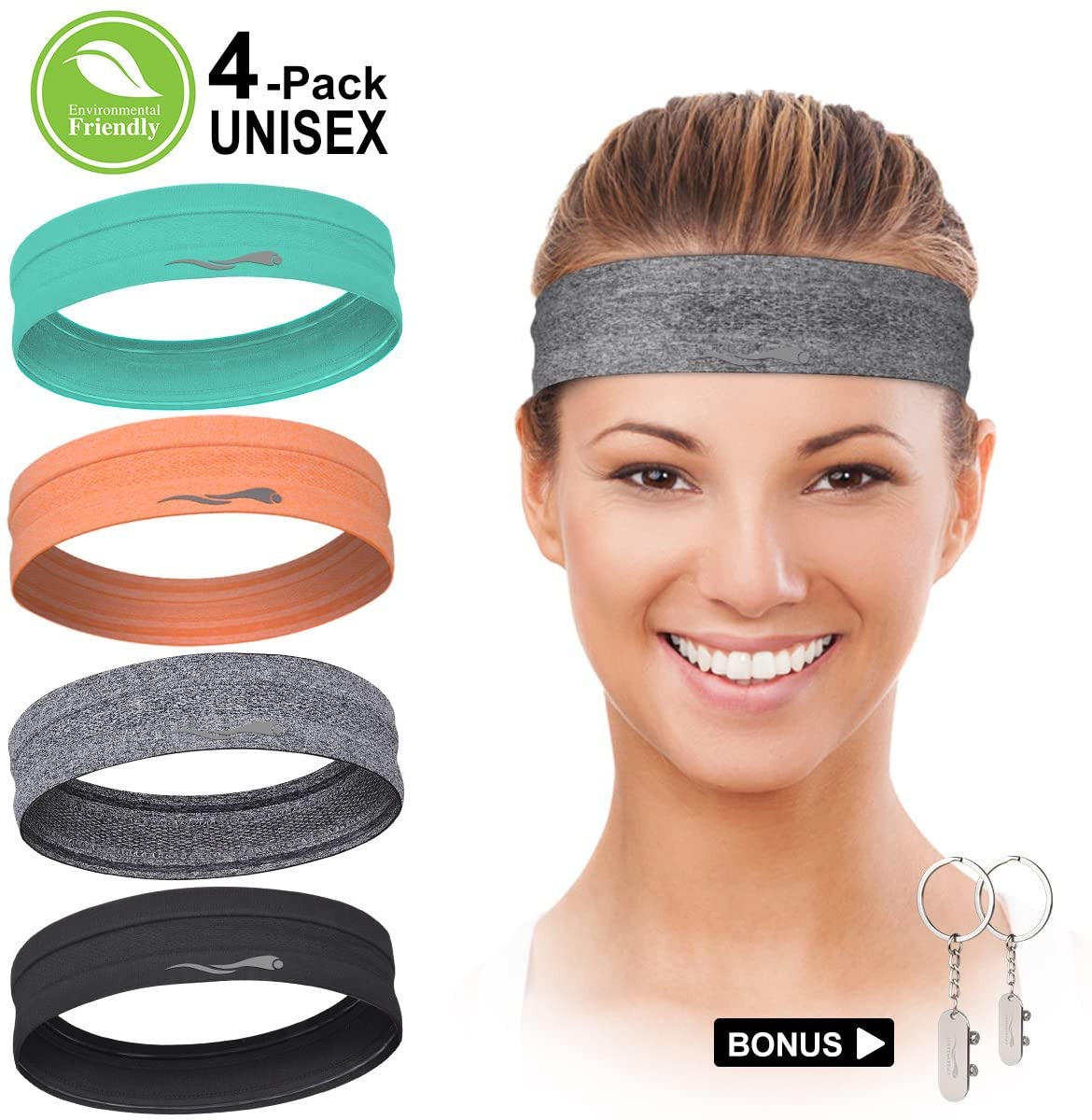 Luckygo Workout Headbands For Women Men, Highly Absorbent Non-slip Sweatbands, S