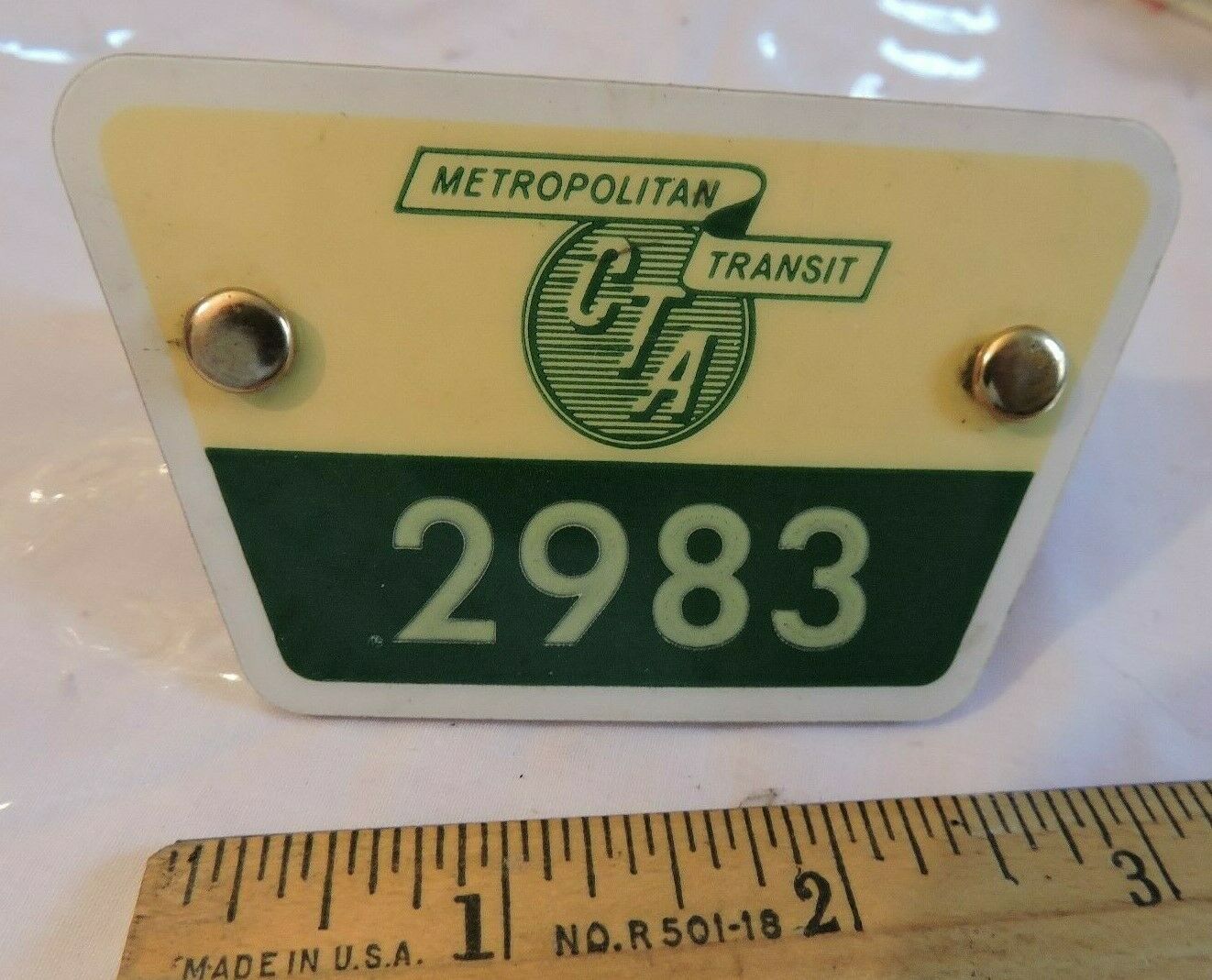 1960s Rare Cta Chicago Metro Transit Subway Badge 2983