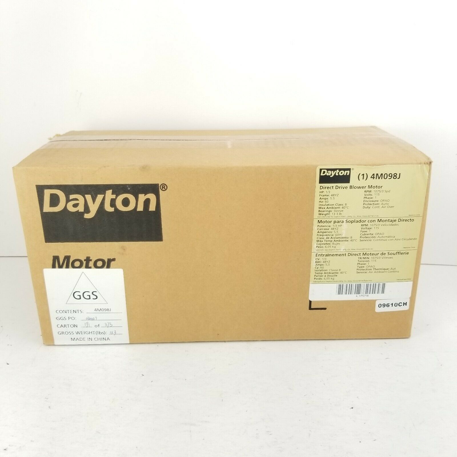 New Sealed Dayton 4m098j Direct Drive Blower Motor Psc 1/3 Hp