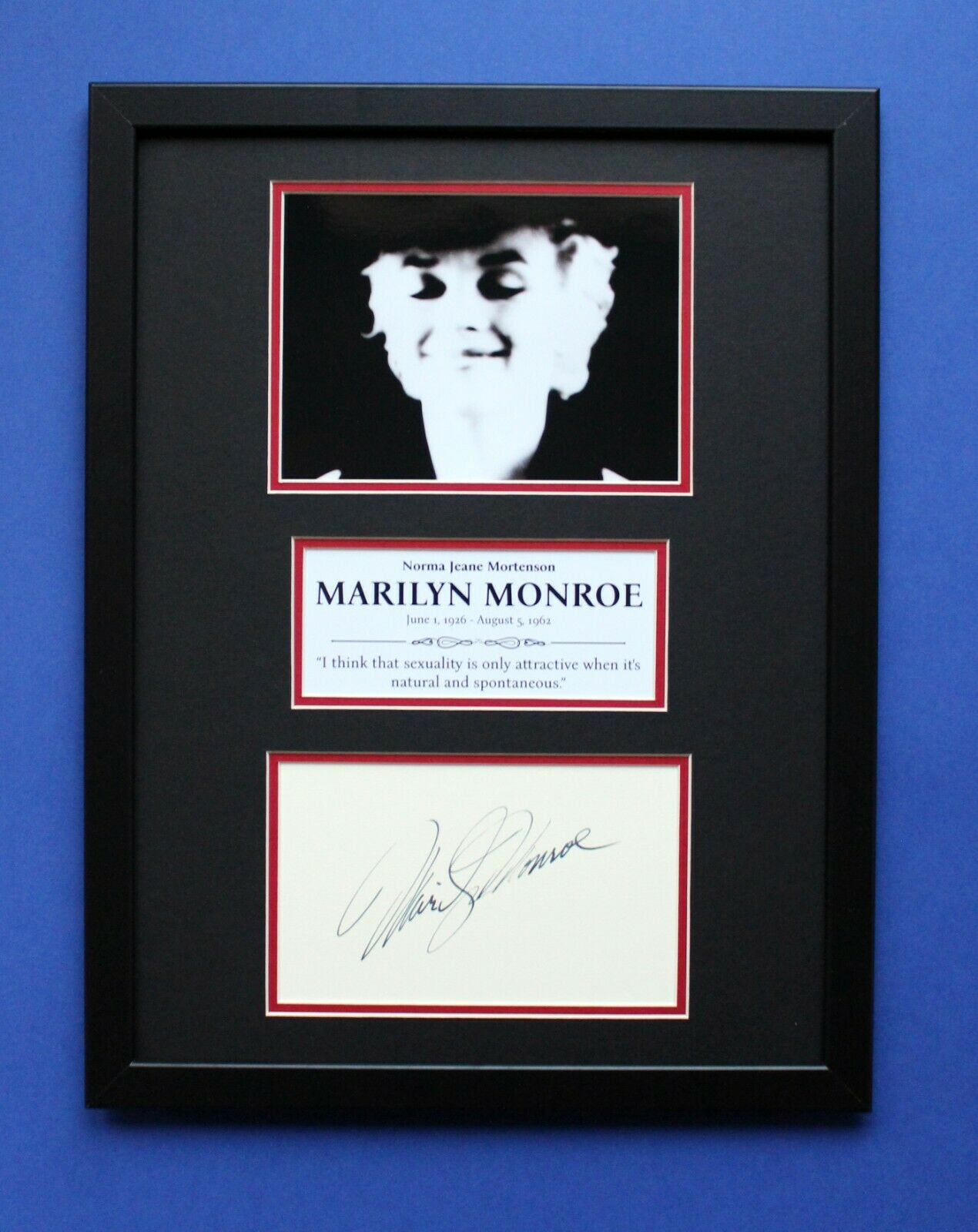 Marilyn Monroe Autograph (2) Framed Signed Display Norma Jeane