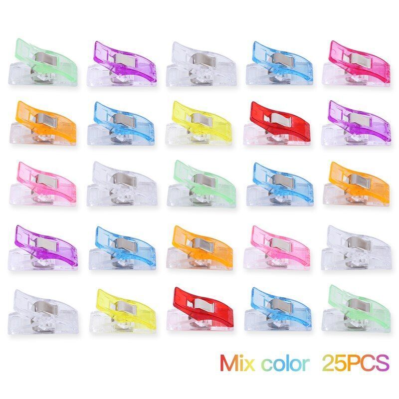 25Pcs 9 Colors Sewing Tools Binding Plastic Clips For Patchwork Clothes Clip