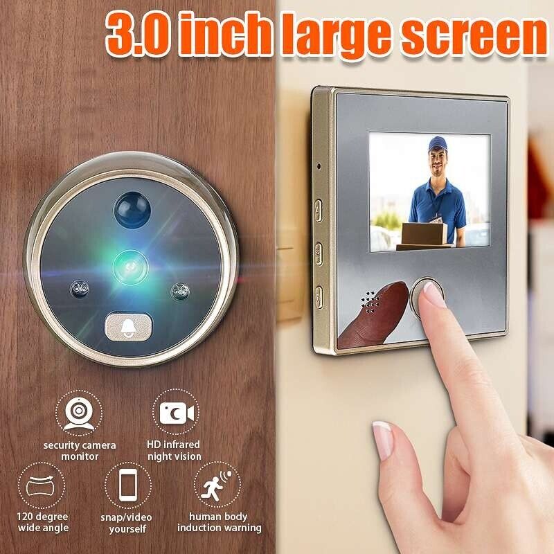 3 In Tft Color Lcd Hd Digital Door Camera Eye Doorbell Electric Move Detection